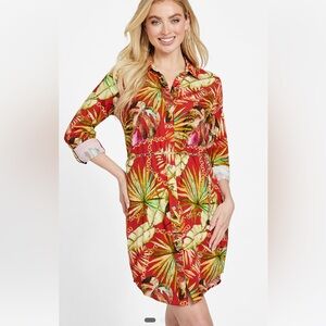 Guess - Misti Printed Shirt Dress - Tropical